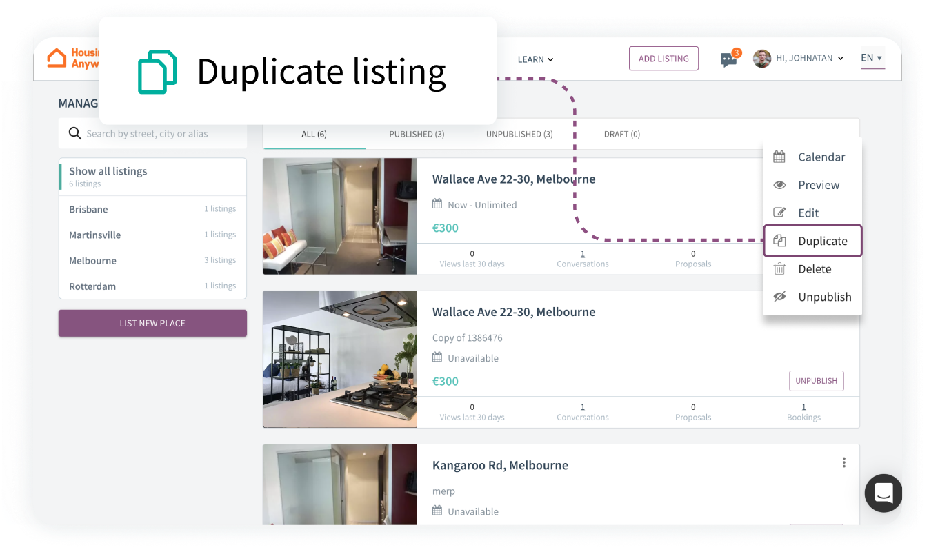 Duplicate listings