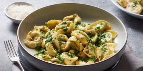 Spinach tortelloni with kale pesto
