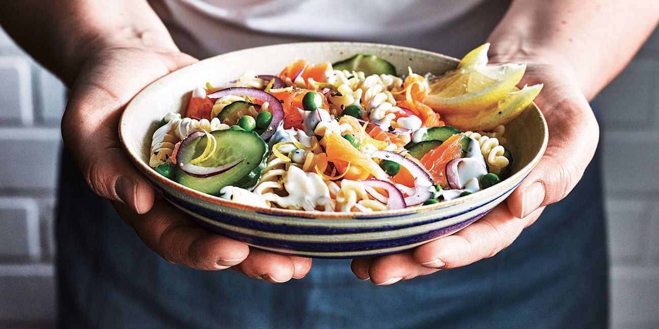 Salmon and cucumber summer pasta salad Salmon and cucumber summer pasta salad
