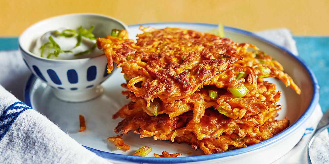 Carrot and coriander fritters Carrot and coriander fritters