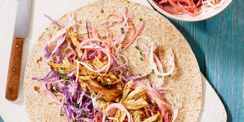 Zingy chicken and lime slaw wraps