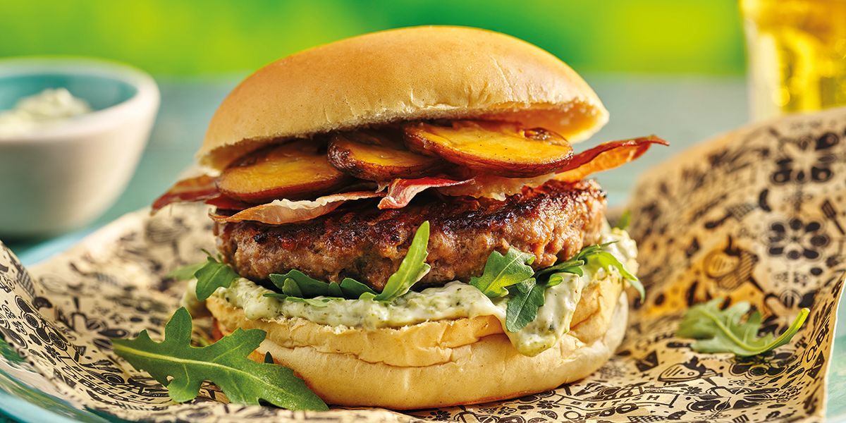 Smoky BBQ burgers with garlicky mushrooms Smoky BBQ burgers with garlicky mushrooms