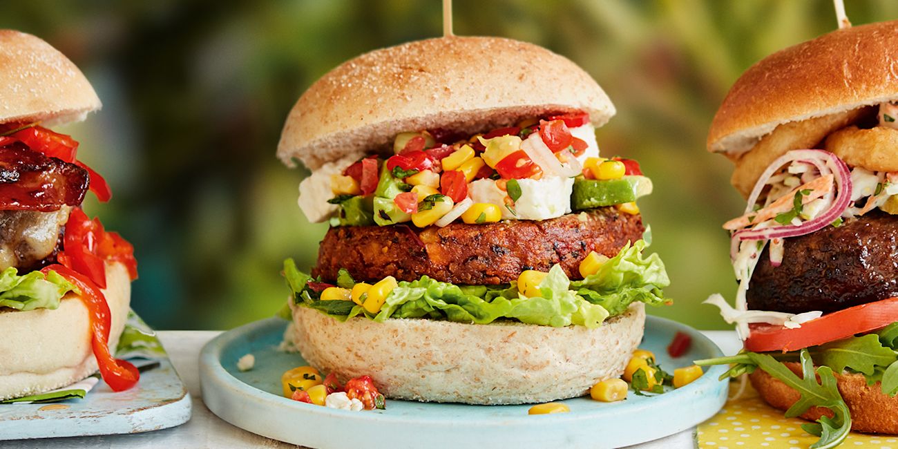Sweetcorn salsa veggie burger Sweetcorn salsa veggie burger