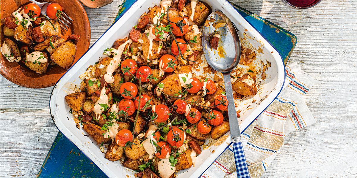 Spanish patatas bravas traybake Spanish patatas bravas traybake