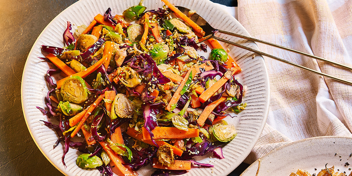 Shredded sprout & carrot stir-fry Shredded sprout & carrot stir-fry