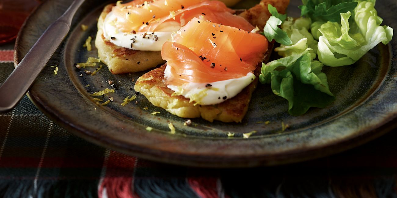 Tattie scone with Scottish smoked salmon Tattie scone with Scottish smoked salmon