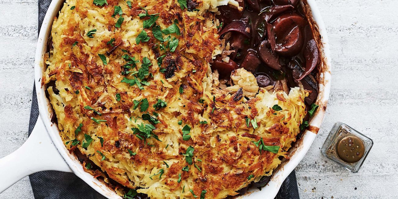 Mushroom bourguignon and parsnip rosti Mushroom bourguignon and parsnip rosti