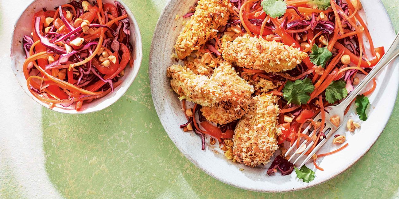 Coconut chicken with peanut slaw Coconut chicken with peanut slaw