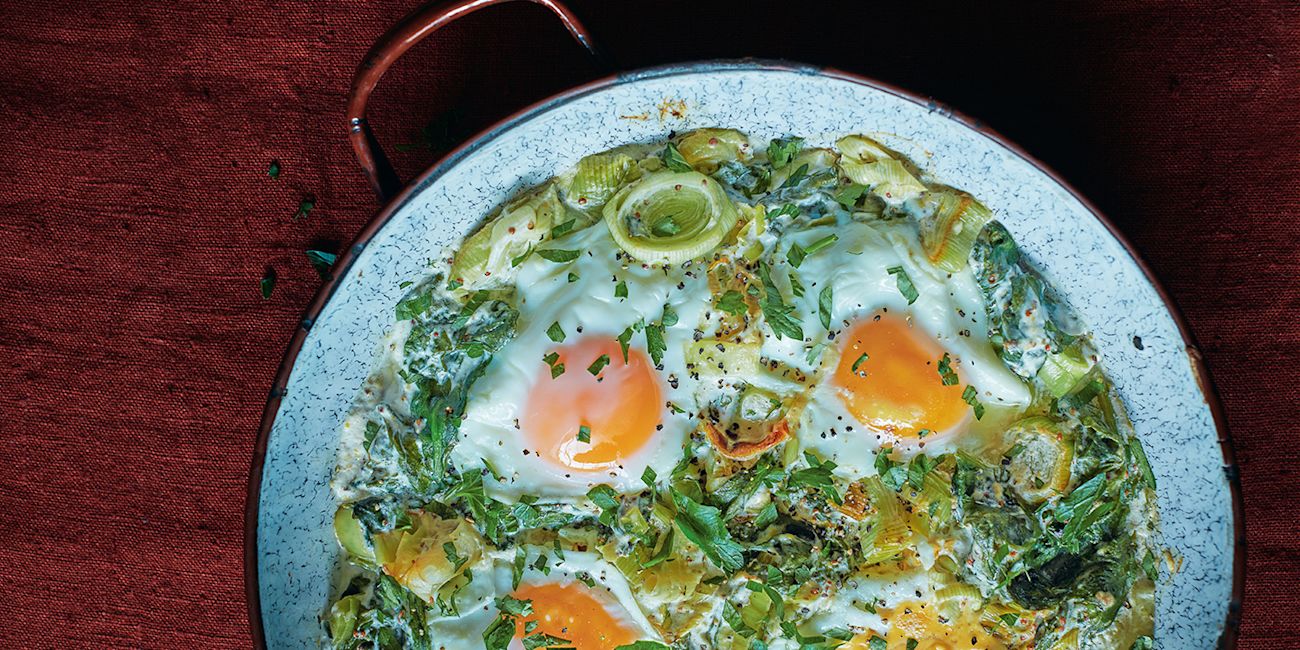 Green baked eggs Green baked eggs