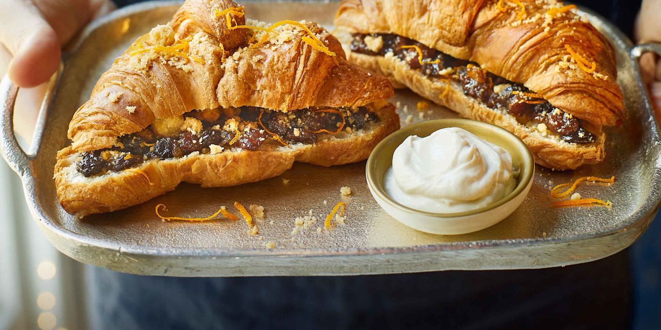 Mince pie-stuffed croissants with brandy mascarpone Mince pie-stuffed croissants with brandy mascarpone