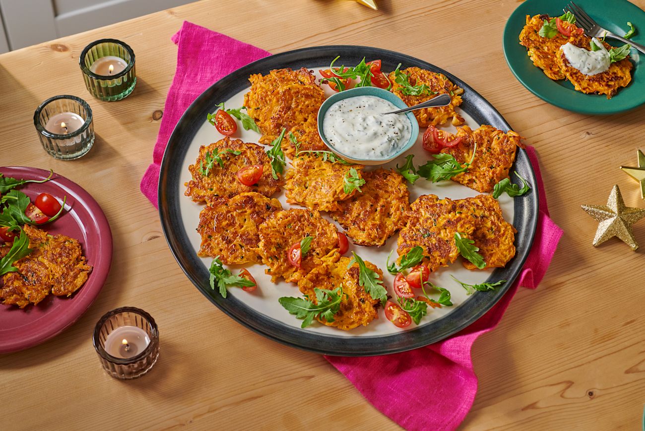 Spiced Carrot & Halloumi Fritters Spiced Carrot & Halloumi Fritters