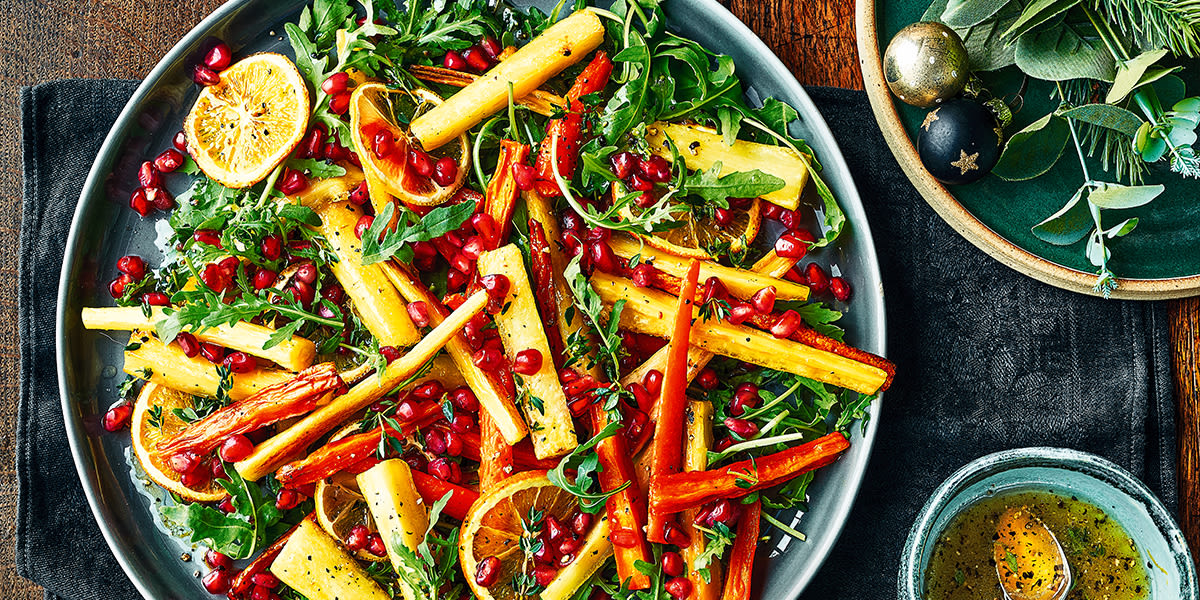 Honey-roast root veg & citrus platter Honey-roast root veg & citrus platter