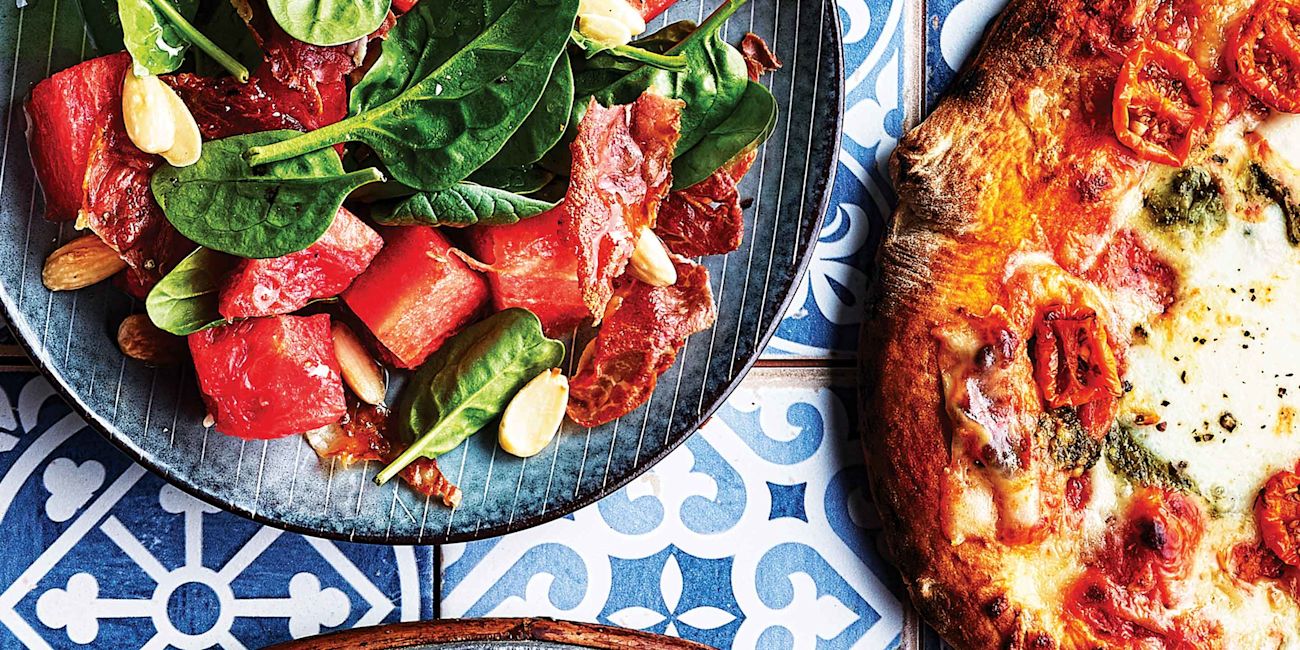 Watermelon, spinach and prosciutto salad Watermelon, spinach and prosciutto salad