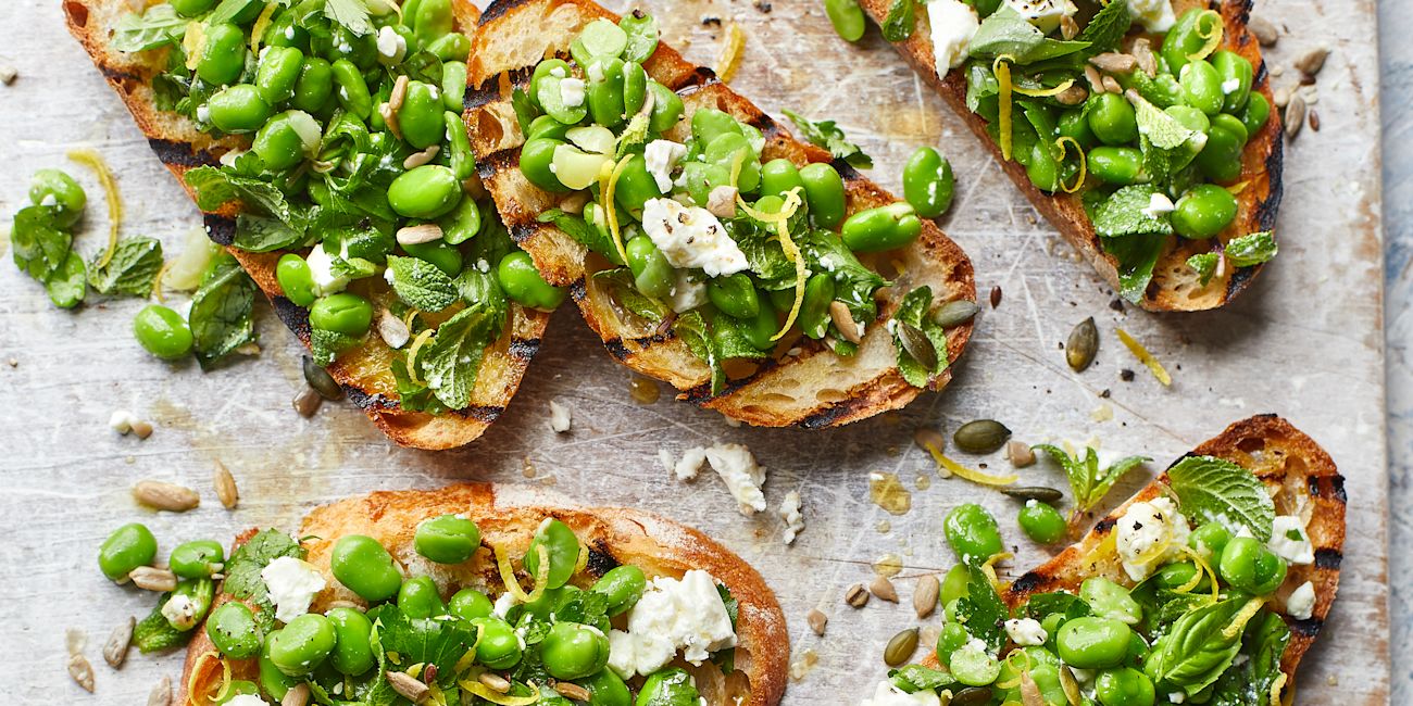Broad bean and Feta bruschetta Broad bean and Feta bruschetta