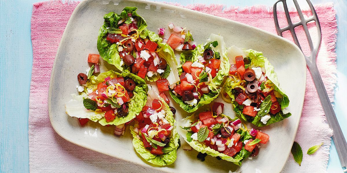 Watermelon & feta lettuce cups Watermelon & feta lettuce cups