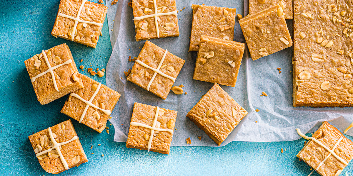 Hot cross peanut butter blondies