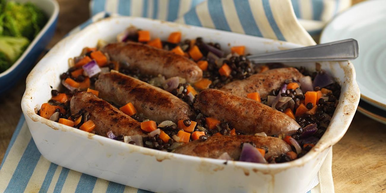 Braised sausage with lentils Braised sausage with lentils