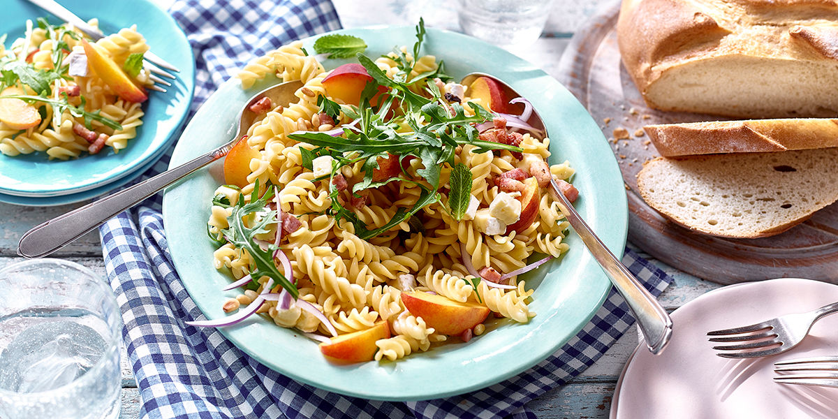 Peach & pancetta pasta salad Peach & pancetta pasta salad