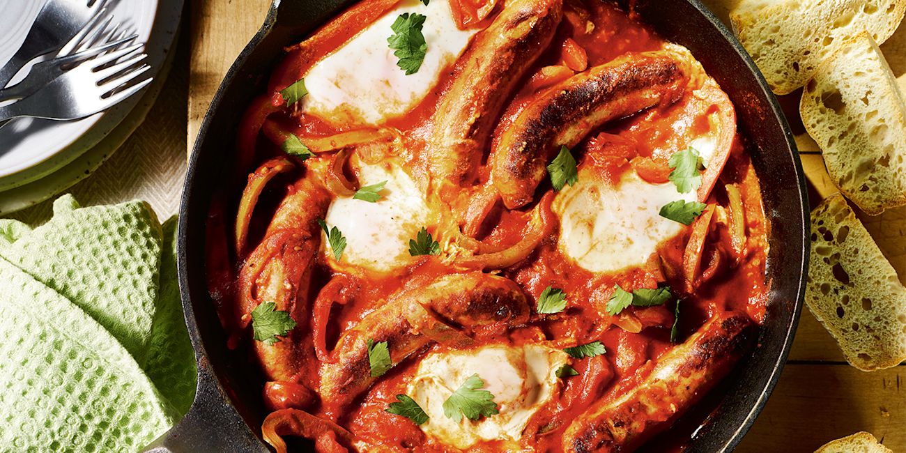 Sausage and poached egg bake Sausage and poached egg bake