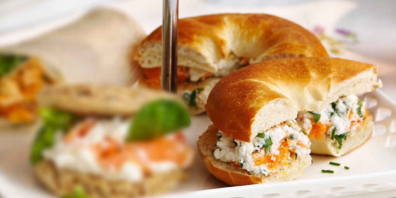 Sweet potato & herbed ricotta bagels Sweet potato & herbed ricotta bagels