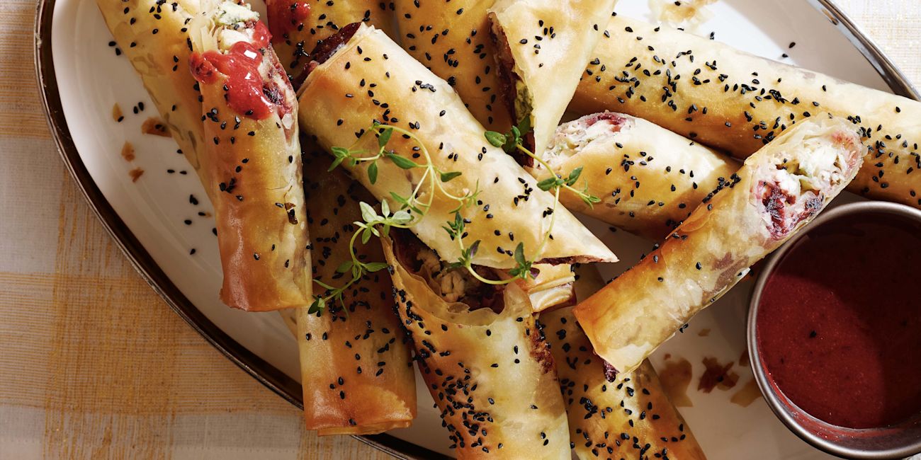 Turkey and cranberry spring rolls Turkey and cranberry spring rolls