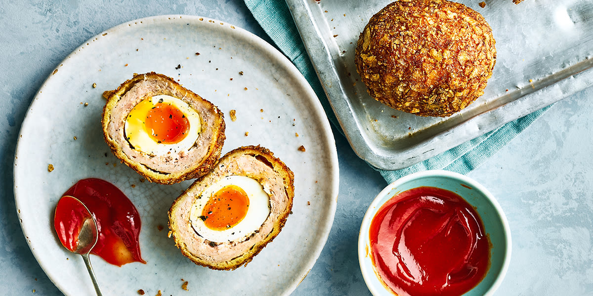 Sea salt & chardonnay wine vinegar crisp-coated scotch eggs Sea salt & chardonnay wine vinegar crisp-coated scotch eggs