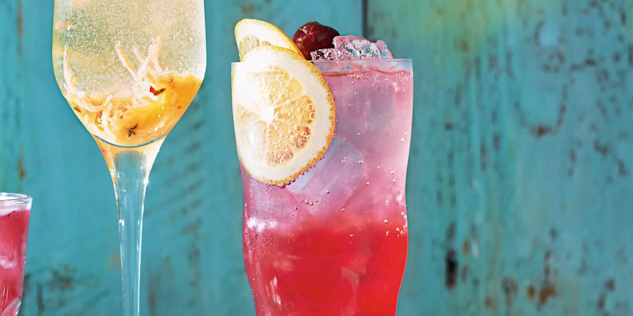Pink lemonade with pickled cherries Pink lemonade with pickled cherries