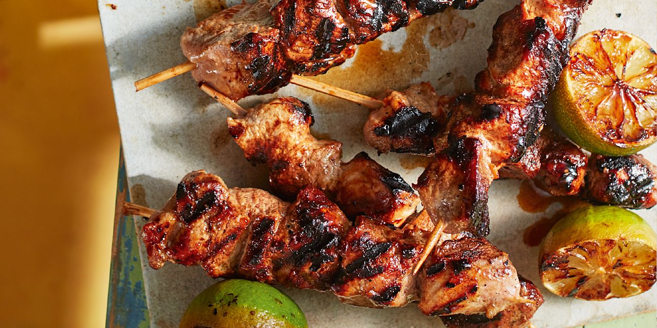 Sticky maple pork kebabs Sticky maple pork kebabs