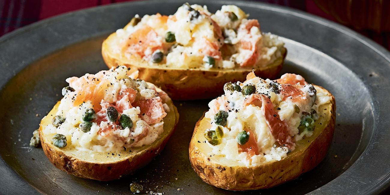 Smoked salmon potato skins Smoked salmon potato skins