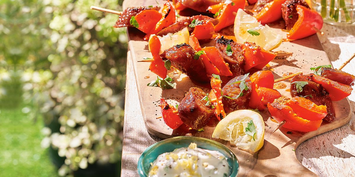 Sticky chorizo mini skewers Sticky chorizo mini skewers