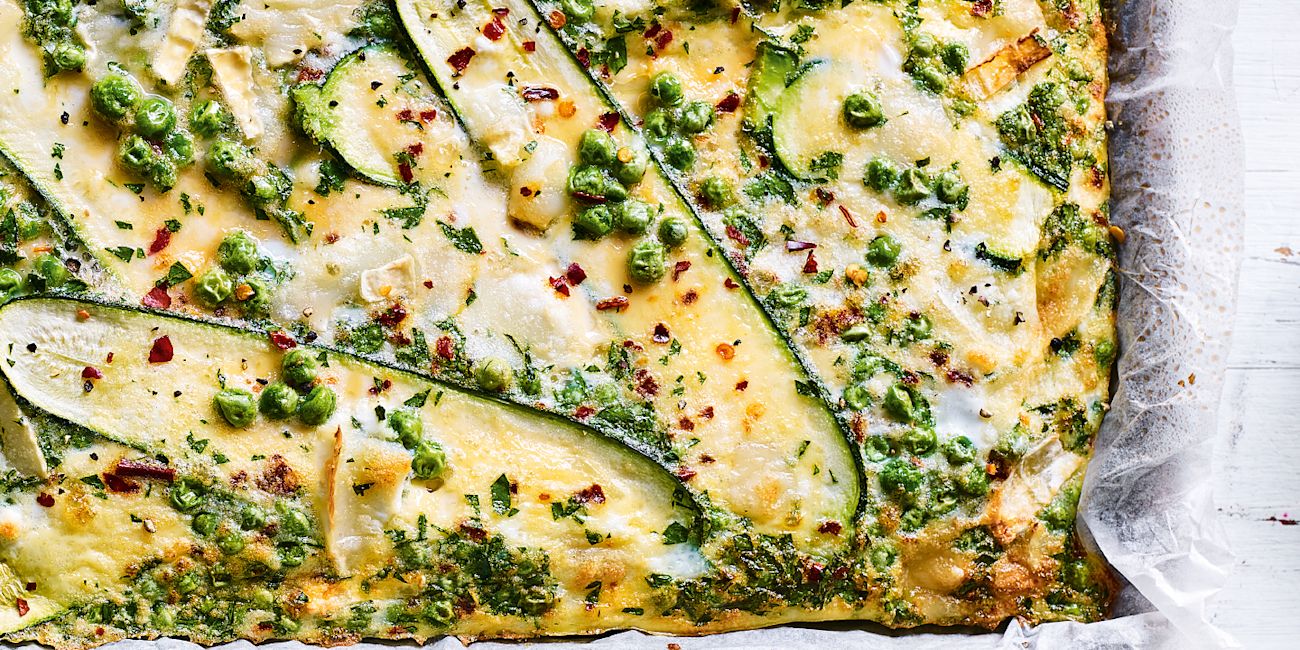 Pea and goat’s cheese sheet pan eggs Pea and goat’s cheese sheet pan eggs