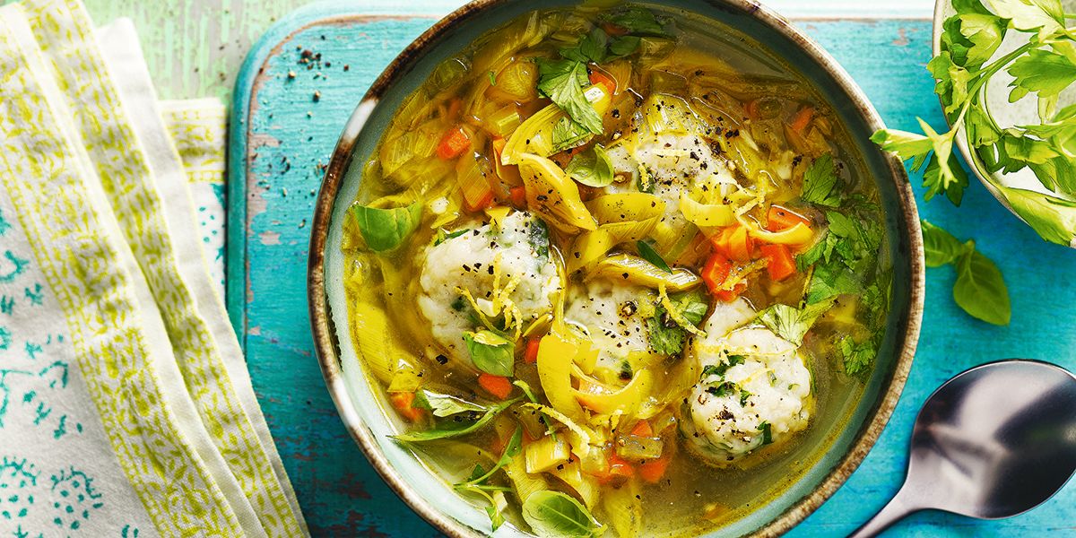 Spring leek soup with dumplings Spring leek soup with dumplings