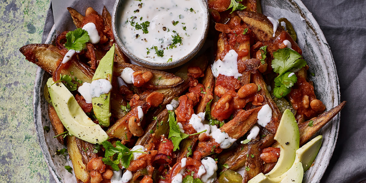 Vegan loaded blistered bean fries Vegan loaded blistered bean fries