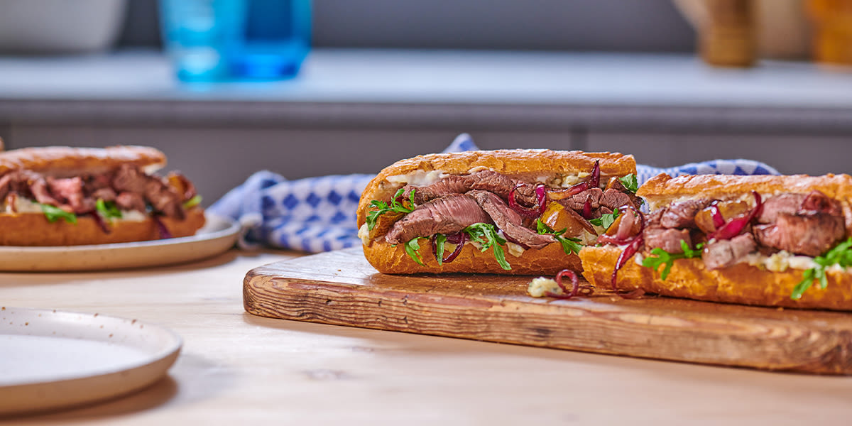 Stilton and pear steak sandwich Stilton and pear steak sandwich