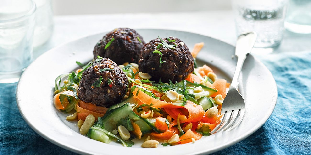 Thai meatballs with carrot and cucumber salad Thai meatballs with carrot and cucumber salad