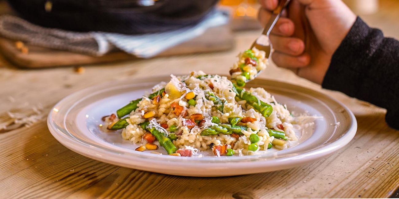 Asparagus and pancetta risotto Asparagus and pancetta risotto