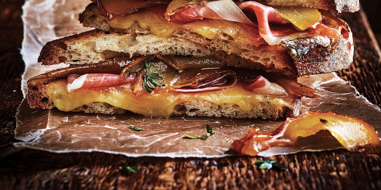 Cheddar, pear and honey melt Cheddar, pear and honey melt
