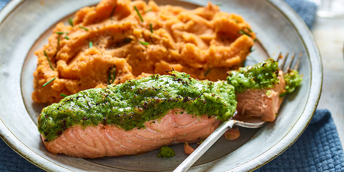 Broccoli-crusted salmon Broccoli-crusted salmon