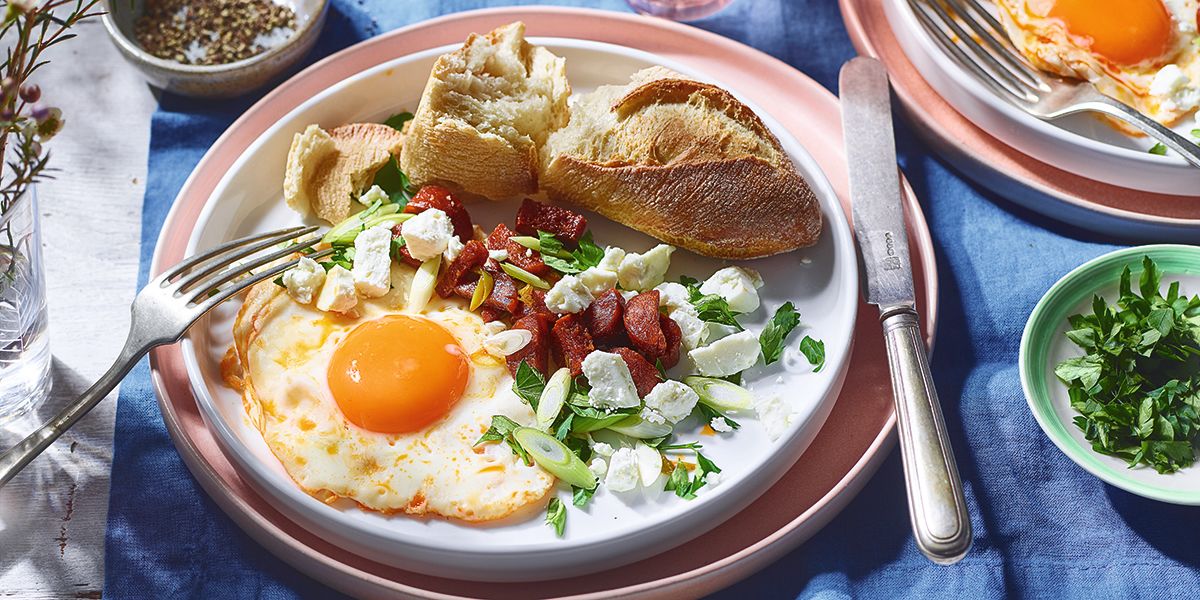 All-day chorizo & feta baked eggs All-day chorizo & feta baked eggs