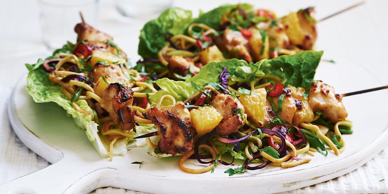 Sticky chicken and pineapple lettuce cups Sticky chicken and pineapple lettuce cups