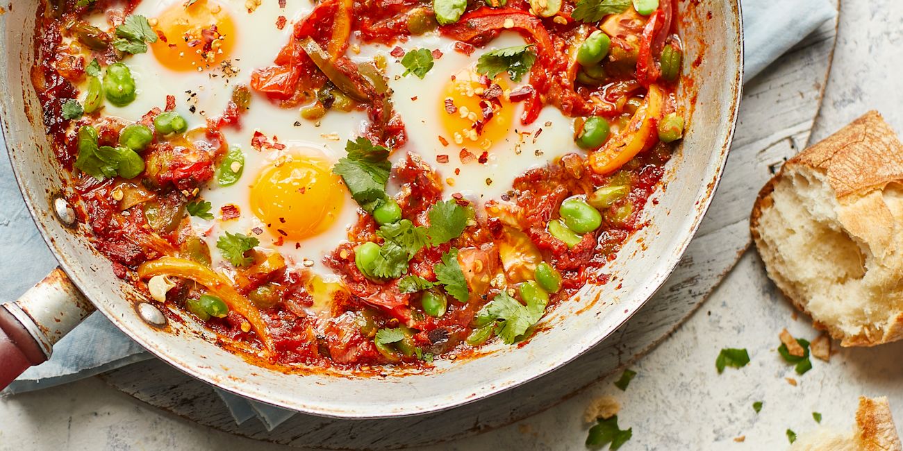 Broad bean baked eggs Broad bean baked eggs