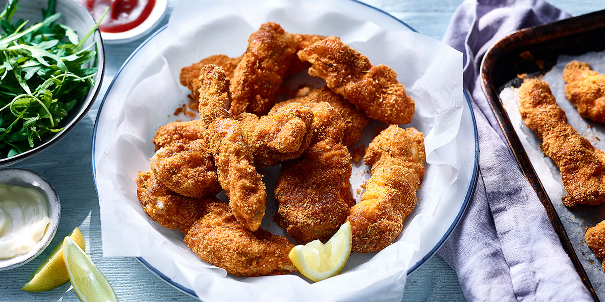 Almond-crusted chicken dippers Almond-crusted chicken dippers