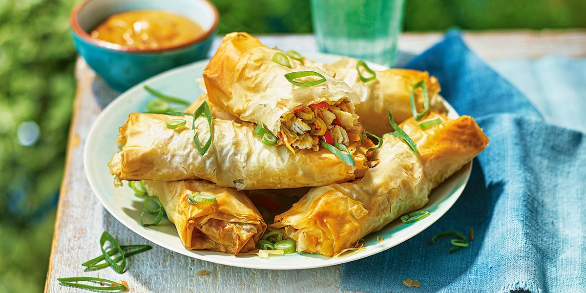 Chicken satay spring rolls Chicken satay spring rolls