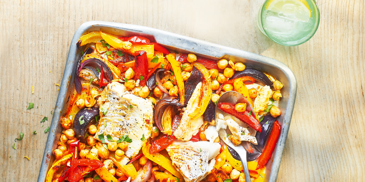 Cod & chick pea traybake Cod & chick pea traybake