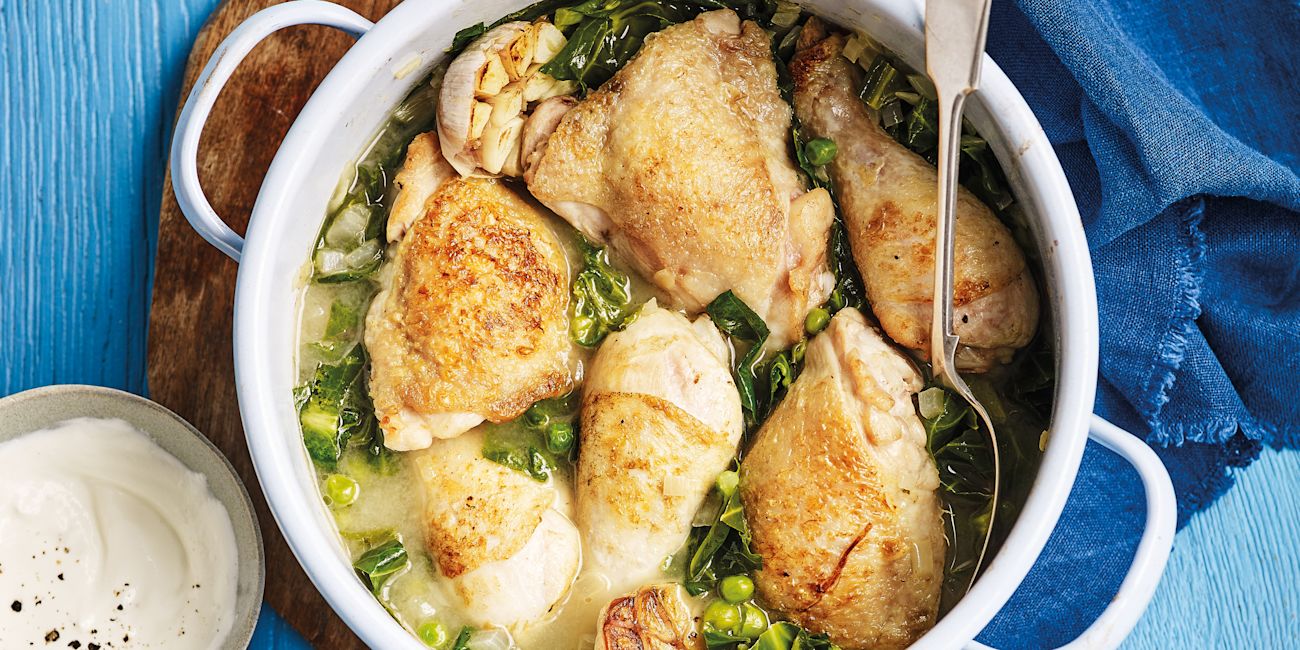 One-pot chicken and spring greens One-pot chicken and spring greens