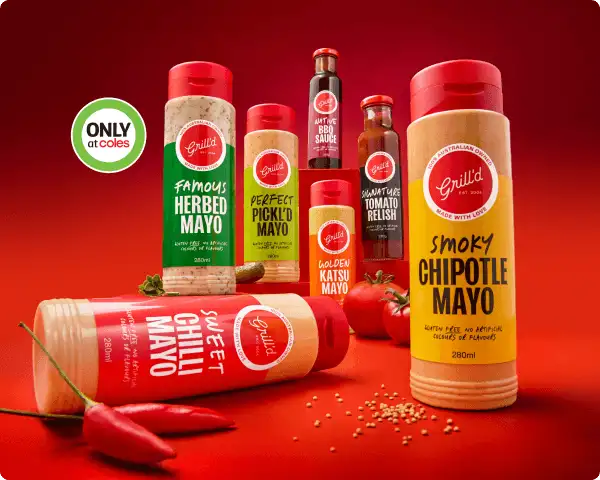 Grill'd sauce range available only at coles