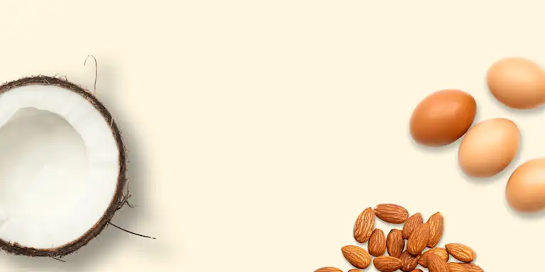SuperBun ingredients - coconut, almonds, and eggs
