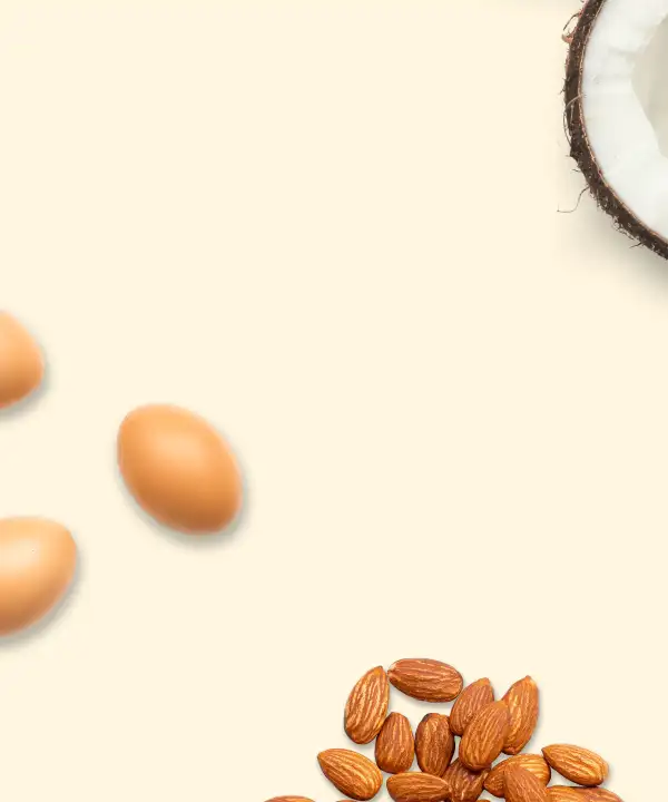 SuperBun ingredients - coconut, almonds, and egg