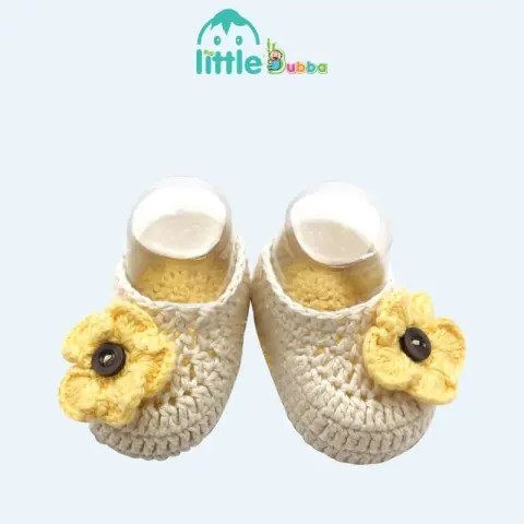 Mumsandbabes - Little Bubba Handmade Knit Shoes Newborn Sunflower