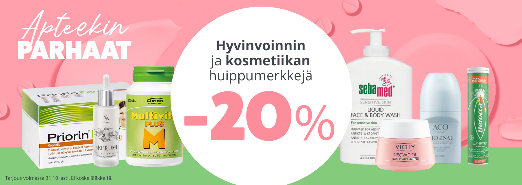 Apteekin parhaat | Hyvinvoinin ja kosmetiikan huippumerkkejä -20 %